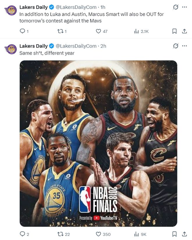 东契奇与里夫斯伤退 勒布朗单核扛起湖人季后赛